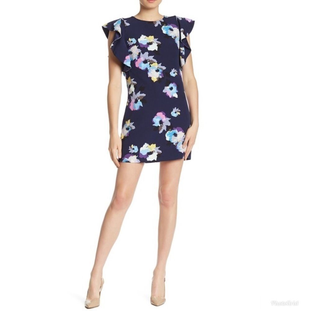 Laundry By Shelli Segal Ruffle Sleeve Floral Dress